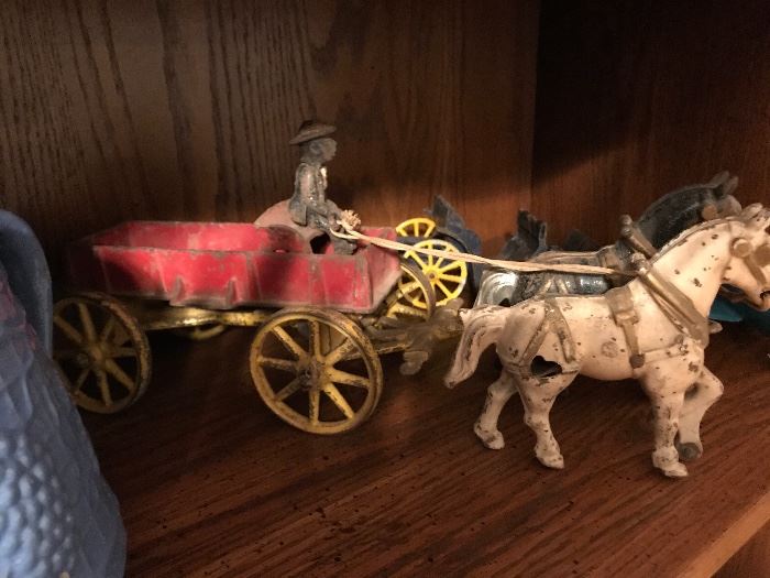 In "as found" condition, this Kenton Toys Horse-drawn wagon is a double collectible as Black Memorabilia and Cast Iron Toy.  It's just wonderful to look at. 