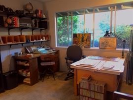 Furnished office with original artwork