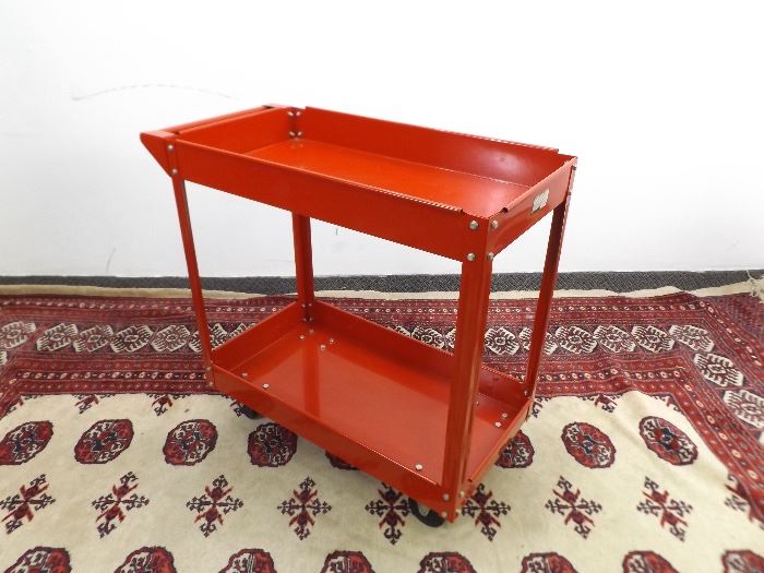 NEW Red Metal Rolling Work Cart
