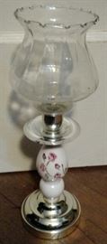 Hand painted ceramic candle lamp with glass globe