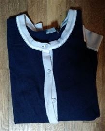 Navy with grey trim, Eddie Bauer cotton sweater, Large