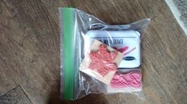 Stamp pad with red ink , Poinsettia stamp and "Believe " stamp 