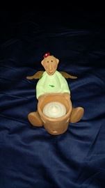 Pottery angel votive candle holder