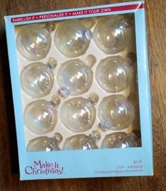 Clear glass ornaments ready to decorate.