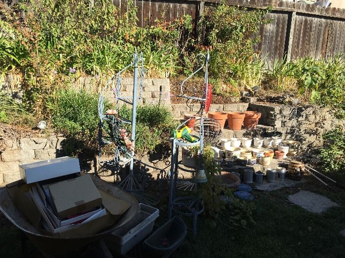 Plants, pots, garden tools and decor