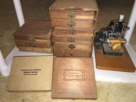 Antique Kingsley gold lettering machine. Letter stamps and gold paper