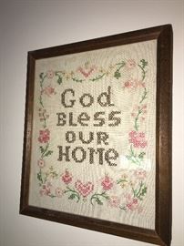 Vintage framed cross stitch