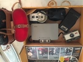 Vintage cameras and binoculars