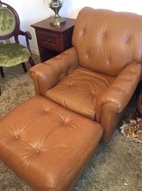 nice leather chair and ottoman
