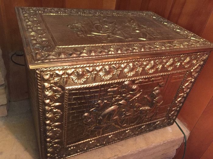 huge brass and wooden lined chest