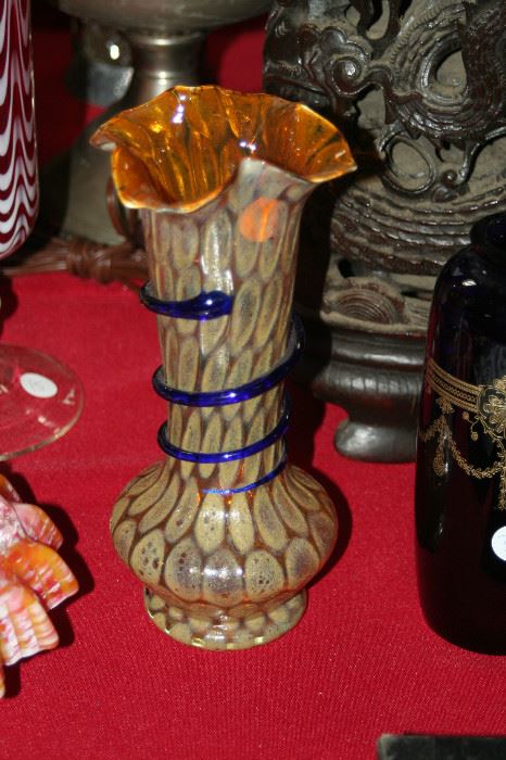 Loetz type art glass vase