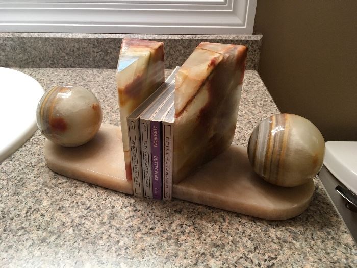 Marble bookends.