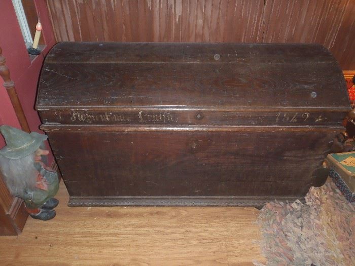 Antique immigrant trunk,  dated 1842