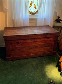 18th century blanket chest pine with cider liner.