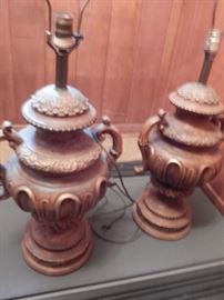 Pair of substantial mid century lamps.