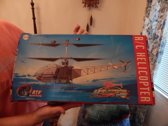 Vintage toy helicopter still in the box.