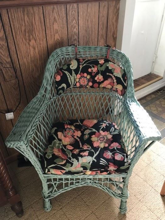 Painted vintage wicker chair.