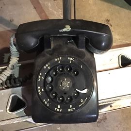 Vintage rotary dial phone in Mystery Basement