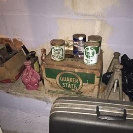 Vintage Quater State oil cans, unused, in Mystery Basement