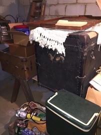 Vintage military and other trunks; mysteries inside!