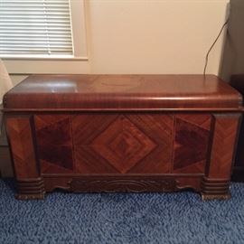 Vintage cedar chest with hidden compartment