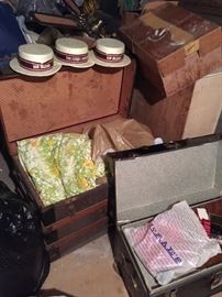 Old trunks and vintage linens