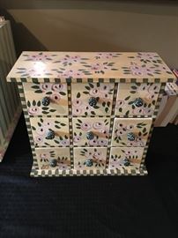 Hand painted wood chest of boxes.