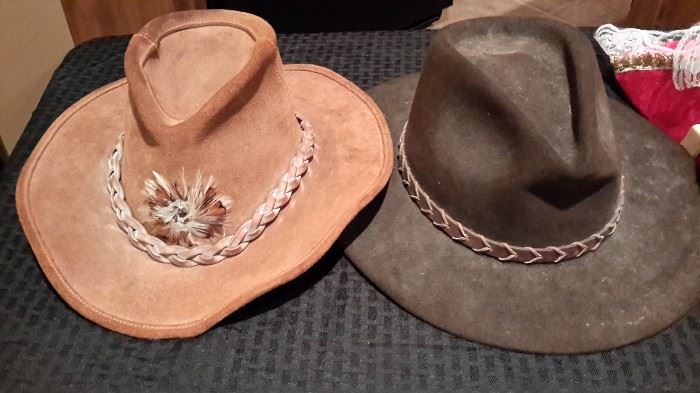 Leather hats.