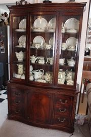 Antique Hutch with EXTENSIVE collection of Hall Jewel Tea Autumn Leaf