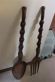 Very large African Fork and Spoon-carved
