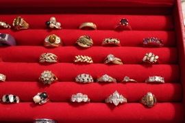 Ladies Jewelry- Rings. 14k/sterling/jade