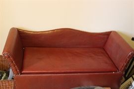 Leather storage bench