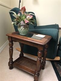 Wooden and glass side table. 