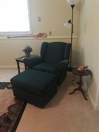 Green chair with matching ottoman 