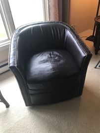 Pair of Leather barrel chairs 