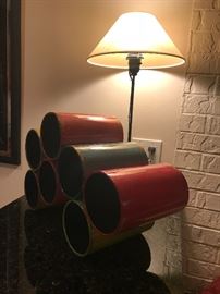 Multi- colored pottery wine rack ! 