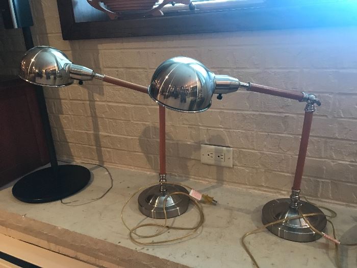Pair of industrial styled desk lamps. 
