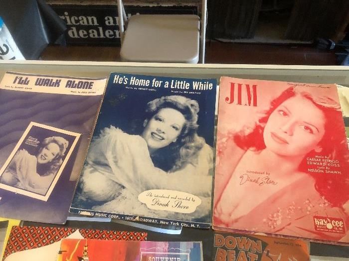 Lots of original Dinah Shore sheet music...