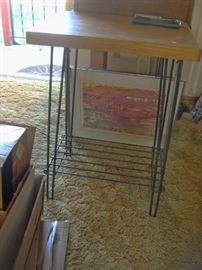 Way cool mid century side table wrought iron base