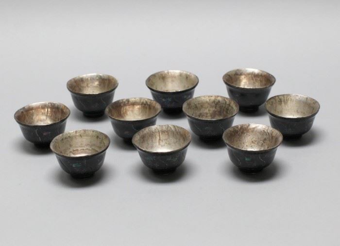 10 Chinese lacquer bowls, Kangxi period