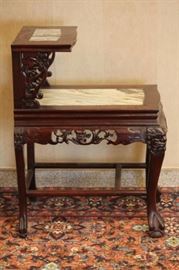 carved Chinese hardwood marble inset table