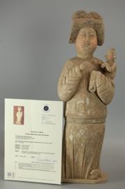 Chinese pottery fat lady, Tang dynasty, includes Oxford test 