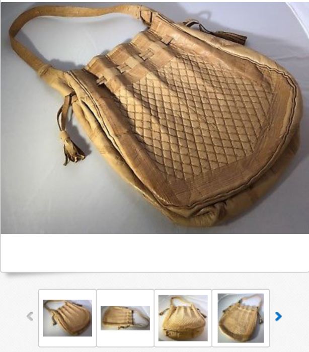 Vintage 1960s Mexican Hand Made Woven Leather Purse; Never used, in near-perfect condition; $52