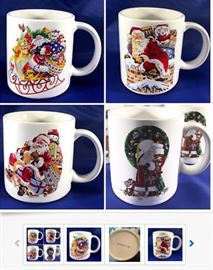 Multiple years, designs, and quantities of Vintage JL / Dayton Hudson / Santa Bear Christmas Mugs are available at $5 each.
