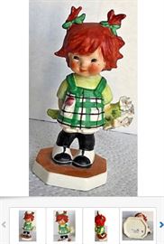 Multiple Hummel and Hummel-esque figurines are available, including this adorable Goebel Hummel Art "Dropping In" Figurine, TMK-3 (Stylized Bee), from 1963, listed at $18. Prices vary by age, design, condition, and manufacturer.
