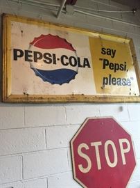 VINTAGE PEPSI-COLA METAL SIGN