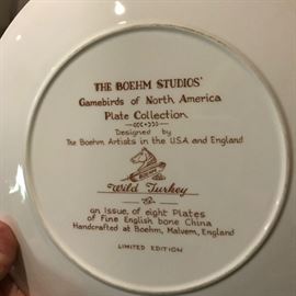Set of Boehm Gamebirds of North America Plates detail