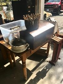 Farm Table / Document Box / Antique Croquet Set