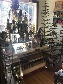 Country Christmas Items / Candles / German Feather (Brush) Trees
