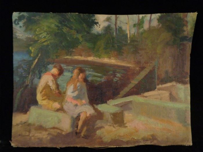 Early 20th C. oil on canvas painting